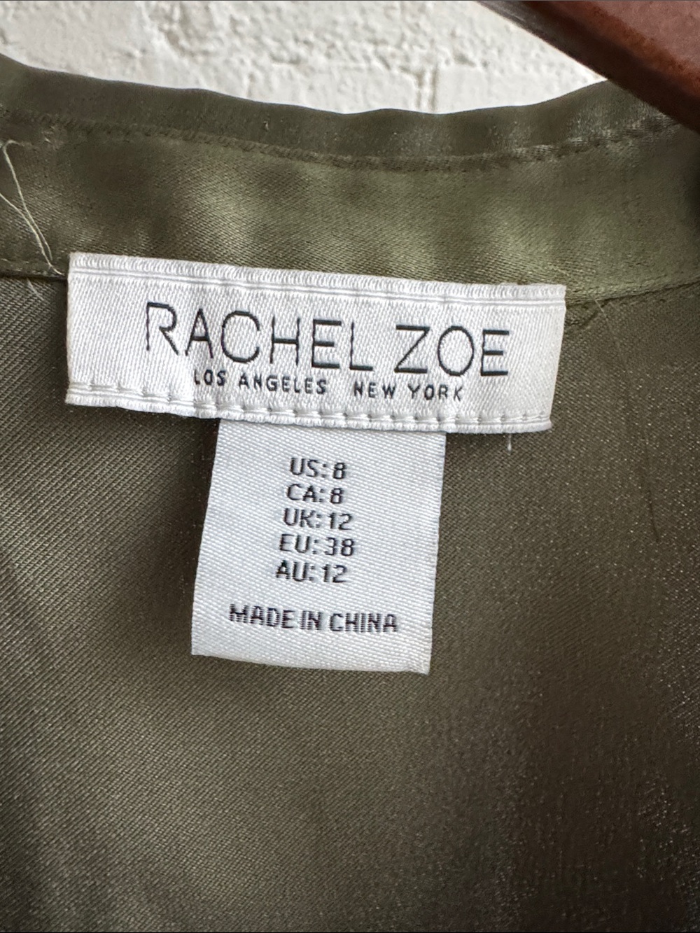 Rachel Zoe Olive Green Satin Utility Jumpsuit with Tie Waist - Picture 4 of 6